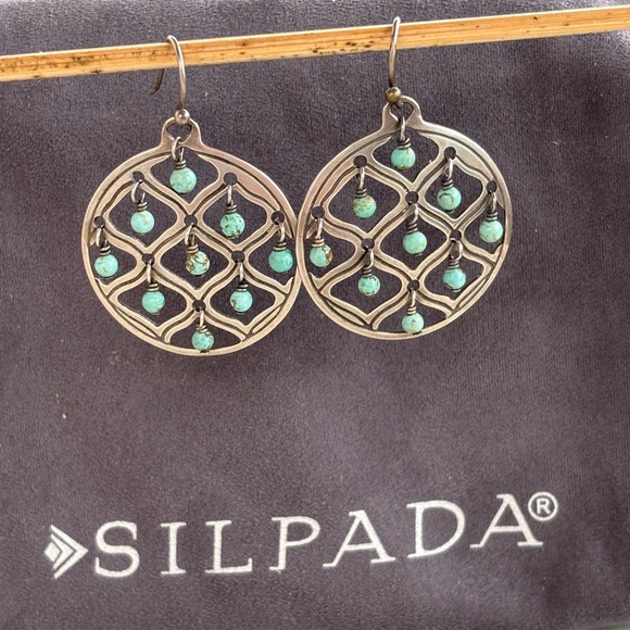 Silpada Jewelry - Silpada 925 Sterling Silver Howlite Bead Round Cutout Blue W1682 Earrings